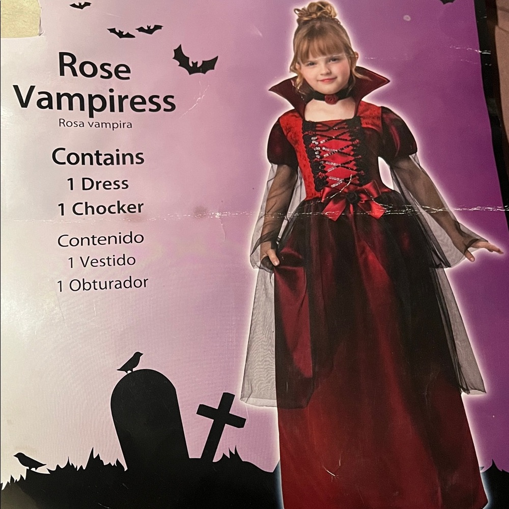 Girls Red and Black Vampire Costume Size  8-10